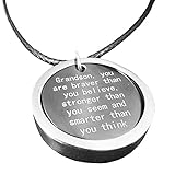 'Grandson, You Are Braver Than You Believe...' Necklace Pendant Grandson Jewelry From Grandma & Grandpa