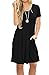 AUSELILY Women's Short Sleeve Summer Dress Pleated Loose Swing Knee Length Dresses with Pockets 2025 New