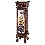 Design Toscano Peacock Stained Glass Illuminated Hand Carved Pedestal