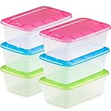 DecorRack 6 Clear Plastic Storage Containers, Shoe Boxes, Stackable, Also Perfect for Toy Storage or as Cat and Dog Food Container, Assorted Colors (6 Pack)