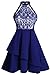 ZKESS Women's Sleeveless Lace Party Club Skater Dress M Size Blue