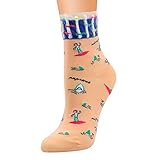 URIBAKE Women Cute Lace Socks Soft Horizontal
