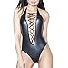 Vovotrade Fashion Women Adorable Sexy PU Leather Uniforms Temptation Underwear Alluring Bandage Bodysuit Clubwear (L, Black)