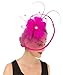 Lucky Leaf Women Girl Fascinators with Hair Clip Hairpin Hat Bowknot Feather Flower Veil Cocktail Wedding Tea Party Hat (8-Fuschia)