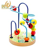 LiangTing First Bead Maze - Wooden Educational Toy Coaster Activity Cube Educational Abacus Beads Circle Toys Gift Colorful Activity Game for Children Toddlers Kids Boys Girls (Farm)