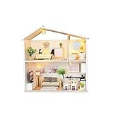 ZUINIUBI Doll House Kit DIY Miniature Loft Handmade House Furnished with Accessories Dust-Proof Cover and Assemble Tool Birthday Gift for Kids Adults Light Time