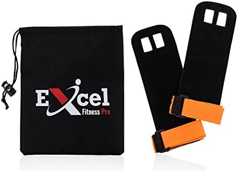 Gymnastics and CrossFit Hand Grips Bright Colored Straps with a Textured Leather Grip Seven Bright Colors Available One Pair with a Nylon Bag and a 100%! (Small/Orange)