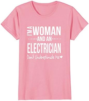 Womens Funny Electrician T-Shirt for Women Mom Sister Apprentice Small Pink