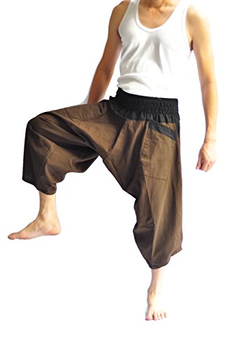 Siam Trendy Men's Japanese Style Pants One Size Brown two tone