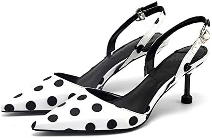 Women Pumps Slingback Polka Dot High Heel Sandals Spring Lady Shoes Pointed Toe Elegant Sandals
