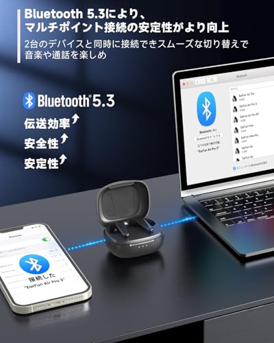 [VGP Gold Award] EarFun Air Pro 3 ANC Equipped Fully Wireless Earbuds (Bluetooth 5.3 + 43 dB Noise Cancellation) Equipped with QCC3071 Chip, AptX Adaptive Compatible, Ultra Low Latency 55 ms,