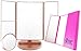 VOGUE FOX FASHION Vanity Makeup Mirror with Lights and Magnifying Mirrors (2x, 3x, 10x) for Bathroom, Desk, Travel - Bonus Free Mini Hand Held Compact LED Lighted Purse Mirror – Rose Gold