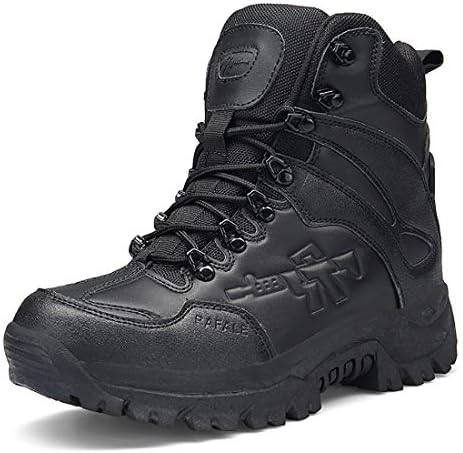 FKMI Mens Hiking Boots Military Tactical Combat Boots Womens Trekking Shoes with Side Zip High Top Walking Climbing Sneakers