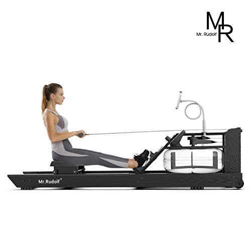 image for Mr Rudolf Black Oak Water Rowing Machine with Monitor W/Bonus Rowing