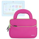 Evecase LillyPad Jr Android Kids Tablet Ultra Portable Travel Carrying Neoprene Sleeve Case Bag with Handle & Accessory Pocket - Hot Pink