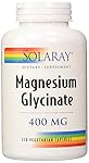 Solaray Magnesium Glycinate Dietary Supplement, 400 mg per 4 Capsules, 120 Count