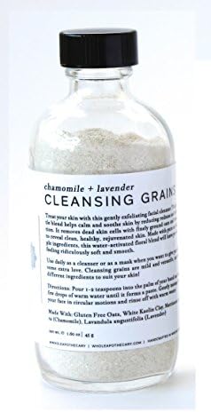 Whole Apothecary All Natural Organic Skin Care: Certified Organic Exfoliating Facial Cleanser with Lavender + Chamomile Cleansing Grains for Clear Skin