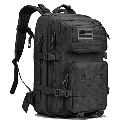 AXEN Military Tactical Backpack, Large 3 Day Assault Pack, Army Molle Bug Out System, with 2L Hydration Water Bladder(Black)
