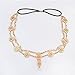 Yoyorule Pearl Tassel Flower Stretch Headband Crystal Hair Chain Gold