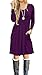 AUSELILY Women's Long Sleeve Dress Pleated Loose Swing Casual Dress with Pockets Knee Length Dresses 2025 New Purple L