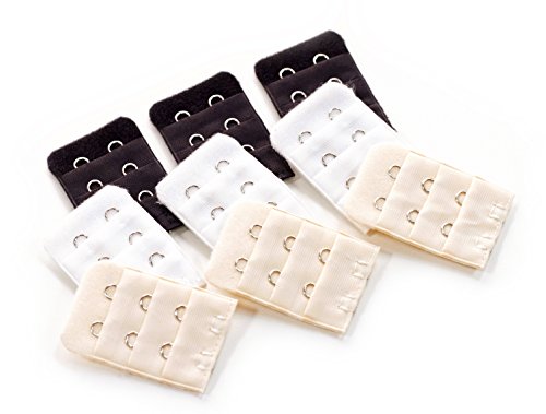 Pregnancy Bra Extender with Two-hooks (Value 9-Pack of Black, White and Beige)