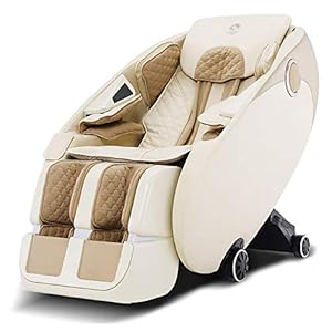 Massage Chair Zero Gravity L-Track Recliner, 140CM Extension Rail with Stretching Tapping Heating Back And Foot Massagers,Beige