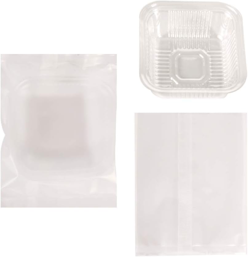 75G Moon Cake Plastic Bags Hot Seal Half Clear Cookie Candy Container 4 5.3 Inch 100 Sets