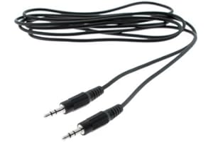 Stereo Audio Cable 3.5 mm Male to Male 6 Feet, Black with Two 27 Gauge Oxygen Free Copper Conductors Drain Wire Aluminum Foil