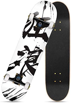 Planche à roulettes professionnelle à quatre roues de 31 pouces, planches à roulettes concaves à double coup pied en bois d'érable à 7 couches pour garçons filles jeunes adultes Tricks Skate Board