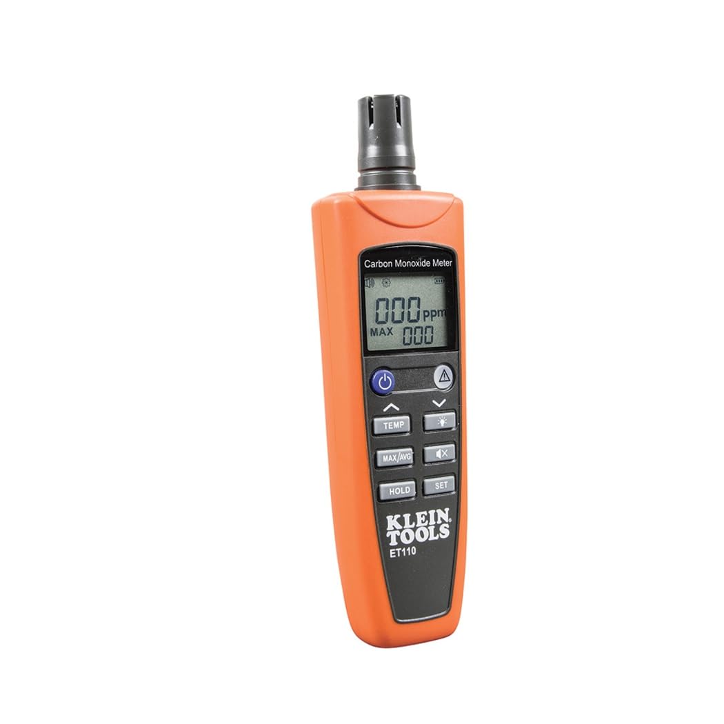 Photo 1 of (powers on) Klein Tools ET110 CO Meter, Carbon Monoxide Tester and Detector with Exposure Limit Alarm, 4 x AAA Batteries and Carry Pouch Included