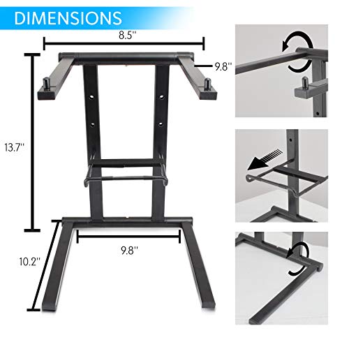 Pyle-Portable-Folding-Laptop-Stand-Standing-Table-with-Foldable-Height-and-Secondary-Accessory-Tray-for-iPad-Tablet-DJ-Mixer-Workstation-Gaming-and-Home-Use-with-Bag-PLPTS35