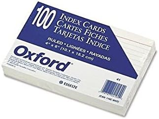 Doaaler(TM) Oxford Ruled 4" x 6" Index Cards 100 Count White OXF41 Ruled - Brand New Item