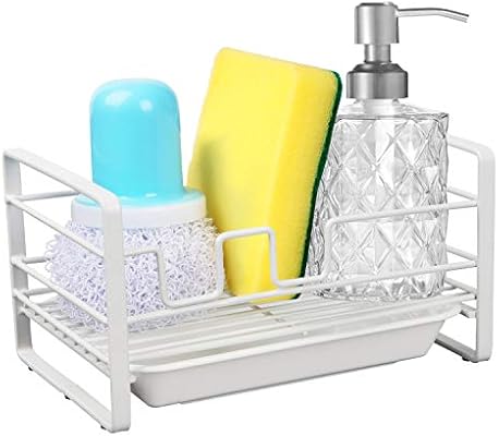 Hulisen Sponge Holder Kitchen Sink Organizer Sink Caddy Sink Tray Drainer Rack Brush Soap Holder With Removable Tray White Amazon Sg Home