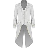 Men's Vintage Gothic Medieval Steampunk Long Tailcoat Jacket Victorian Frock Button Down Swallow Coat Uniform Costume