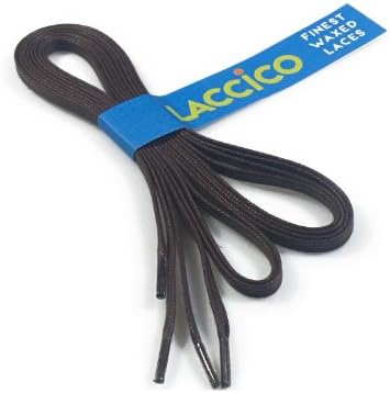 LACCICO Men's Flat Waxed Shoelaces width 4mm. 4 Length 60cm to 120cm DARK BROWN