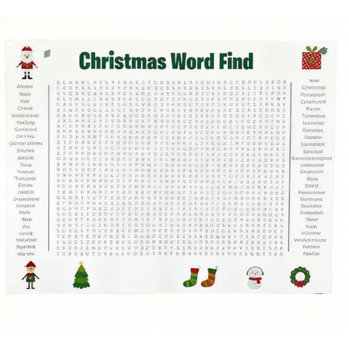 Christmas Word Search Poster - 2ft x 3ft Holiday Activity Wall Game, Reusable Christmas Word Find Jumbo Poster for Family Gatherings, Classroom & Holiday Parties (A)
