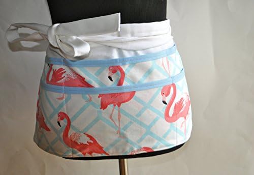 Teacher apron with pink flamingos