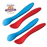 oogaa Baby Weaning Spoons - Easy Clean Baby Safe - 8.5in - Blue and Red - 4-Pack