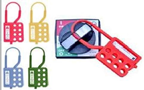 Nonconductive Nylon Plastic Lockout hasp with 8 Locking Holes, Red, Pack of 2
