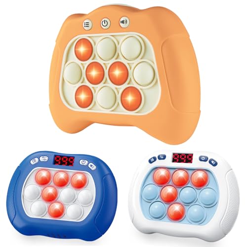 Intoypad 3 Packs of Quick Push Pop Game for Kids, 1 Classic & 2 LED Screen Handheld Bubble Game Light Up Sensory Fidget Game Toy Electric Pop Game Controller Christmas Birthday Gifts Toy for Kids 3-12