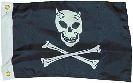 quarks Devil Pirate Jolly Roger Flag Polyester 12 X 18 Inches Boat Motorcycle Fort