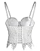 Charmian Women's Punk Goth Floral Lace Bustier Corset Party Bralet Crop Top Floral-White Medium