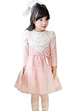 EGELEXY Girls Toddler Princess Long Sleeve Tulle Tutu Mini Dress 4/5T Pink
