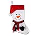 Set of 3 Christmas Stockings with Velvet Santa Hat Traditional Classic Plush Felt Holiday Stocking Decorations, Red White & Brown Color Santa Claus Reindeer & Snowman Character Design; Fireplace Decor