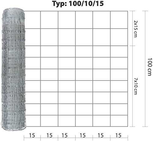 Wildzaun Eider 100/10/15, 50 m lang, stabiler, verzinkter Drahtzaun in der Höhe 100 cm – Bild 3