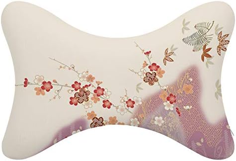 車用ネックパッド クッション 和風 ママ人気 桜 植物 首枕 頚椎サポート ネックピロー ヘッドレスト ドライブ かわいい 車椅子用 低反発 車載用クッション 結婚祝い フィットクッション 汎用 旅行 2点セット