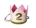E&L Baby Girl 2nd Birthday Decoration- Golden & Pink Crown Birthday Headband