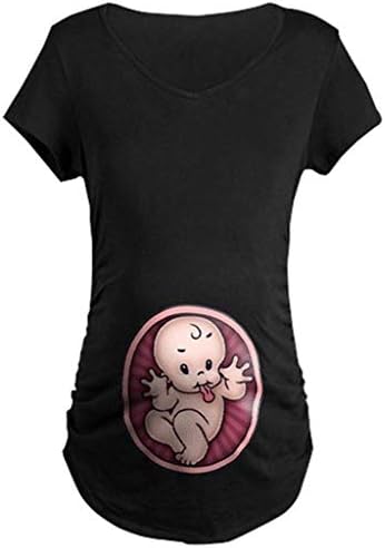 Women Maternity Funny T Shirts Breastfeeding Tees Tops Pregnancy Short Sleeve Tunics Nursing Cute Baby Print Blouse Clothes