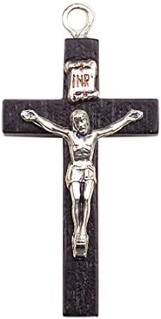 WJ Hirten 22145-01 Black Wood Cross with Metal Corpus, Crucifix