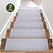 Acrabros Carpet Stair Treads Non-Slip (7 Pc. Set) Indoor, Heavy-Duty Safety Step Covers | Slip-Resistant Backing, No Adhesive | Soft, Light Gray Fabric | Washable and Reusable